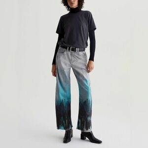 AG Jeans Hattie Art Project High-Rise Barrel in Misty Forest Wash